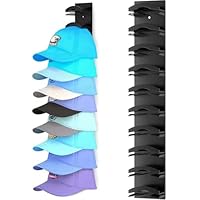 Homirty Hut-Organizer für Baseballkappen, Hutständer für die Wand, kompakter Hutaufbewahrungs- und Präsentationshalter, für bis zu 10 Hüte, Hutaufhänger mit starkem Klebstoff/Wandbohrung (Schwarz)