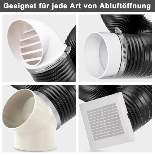 Abluftschlauch 150mm Alu Flexrohr Länge 3,0 Meter PVC Alurohr Lüftungsschlauch Schlauch mit 2 Stahlreifen Klimaanlage Schlauch Abluftschlauch Klimagerät für Klimaanlagen Wäschetrockner Abzugshaube