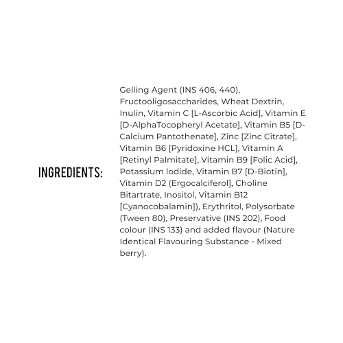 Image of Nutriburst Health & Vitality Gummies with Multi Vitamins A, B, C, D, E & Biotin | No-Added Sugar| Mixed Berry Flavor | 100% Vegetarian | 10 Gummies