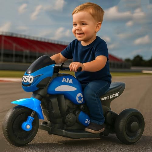 Image of Ninja Ev Kids Battery Operated Bike Rechargeable Ride on for Boys and Girls with Music and Lights, Forward and Backward Gear, Built in MP3 Player Baby Bike with USB Port (Blue)