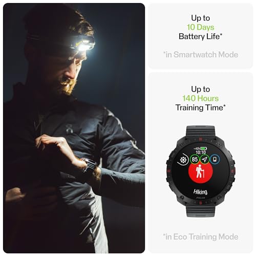 Image of POLAR Grit X2 Pro Premium GPS Smart Sports Watch - Ultimate Outdoor Adventure Watch with Rugged Design, Advanced Navigation, Sports Tracking, and Heart Rate Technology, Night Black