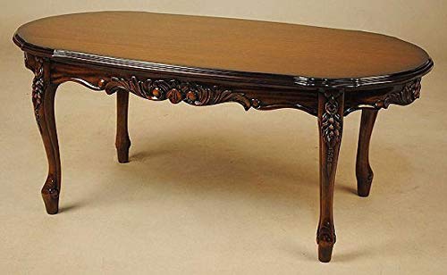 Amazon｜リビングテーブル 100cm 楕円形 マボガニー 茶 クラシック  