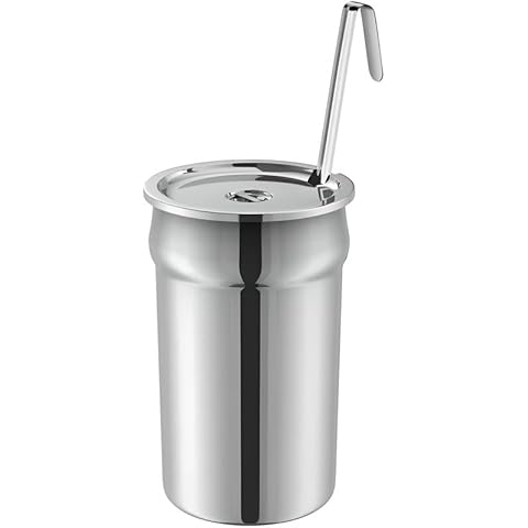 OCS Parts 2.5 Quart Stainless Steel Inset Pot with Cover and Ladle | Stainless Steel Pot with Lid and Ladle for Sauces, Soups, Stovetop, Soup Warmers, Steam Tables Cover