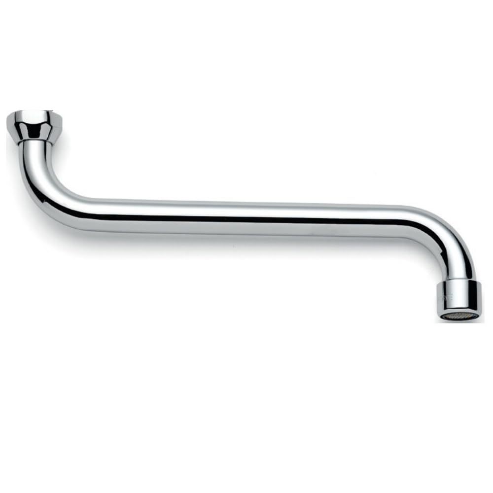 Schläfer 400314 | Replacement Barrel for Wall-Mounted Kitchen Faucet, S-Shaped Swivel Spout, 25 cm Length with 3/4" Ring Nut (Ø 24.9 mm), Compatible with Neoperl Aerator Anti-Limescale M22 (Included)