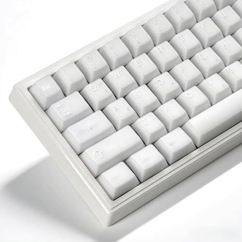 Image of dagaladoo Double Shot PBT keycaps,White Jade, Cherry Profile Keycaps Set | 121-keys Jelly style Custom keycaps full size for 60% 65% 75% 100% Cherry-MX switch Mechanical Keyboard