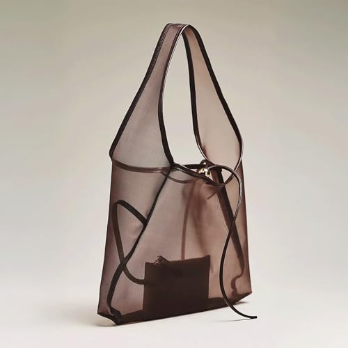 Bolso de playa de malla transparente tipo hobo con bolsa pequeña miniatura 5