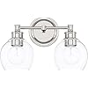 Capital Lighting 121121PN-426 Mid-Century Clear Glass Bath Vanity Wall Mount, 2-Light 200 Total Watts, 10″ H x 15″ W, Polished Nickel