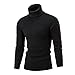 Produktbild Xmiral Pullover Men Reine Farbe Rollkragen Langarm Slim Strickhemd Top(Schwarz,L)