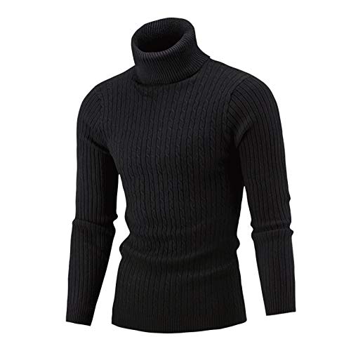 Pull à col roulé homme noir XS pour stopper le froid sans veste encombrante