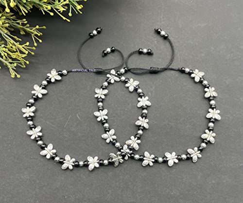 German Silver Butterfly Charms Adjustable Anklets (AT ANK 056)