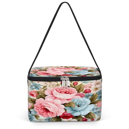 Blooming Peony Lunch Bags for Women Men 9 Cans, Hot & Cold Food Delivery Bag Insulated Grocery Bag Insulated Lunch Box Peony Cooler Bag for Office Work Picnic Beach
