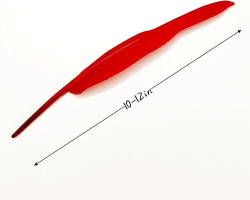Miniatura 2 de 50 plumas rojas con 10  12 pulgadas de largo hermosa pluma larga 102-122in pluma de ganso natural bilateral de gran tamaño para vestidos de boda y