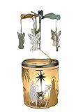 BANBERRY DESIGNS Spinning Angels Christmas Candle Holder with Holy Family Scene Scandinavian Style