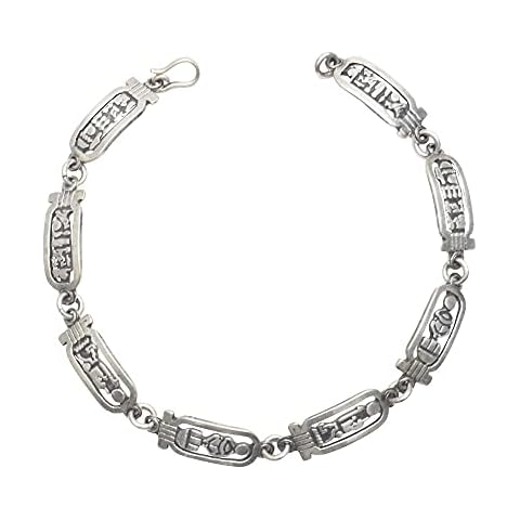 Egyptian 8 Cartridge Ancient Egypt Hieroglyphic Bracelet - Egyptian Silver Long 20cm Cover