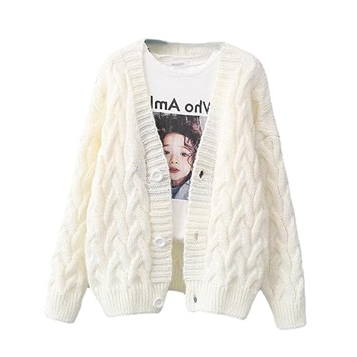 Cute Cardigan Sweaters for Girl Women Teen Long Sleeve Drop Shoulder Knit Button Up
