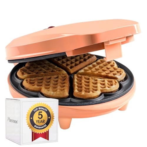Bestron Gofrera para Clásicos en Forma de Corazón, con Luz Indicadora y Revestimiento Antiadherente, Diseño Retro, 700 W, Color: Naranja