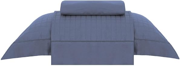 Buddemeyer Jogo de Cama Solteiro Cetim 300 Fios Damask Square 100% Algodão Penteado Azul 3 peças