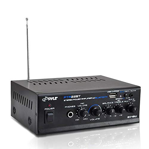 Pyle PTA22BT 2 x 40 Watt Bluetooth Mini Blue Series Stereo Power...
