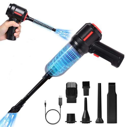 URAQT 3 in 1 Aspirapolvere per Computer, 9000 Pa Aspirabriciole Senza Fili e Elettrico, Rimuovi Polvere, Pistola Aria Compressa, Pulizia Tastiera PC, Casa, Auto