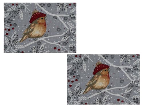 2 Stück Tischset Mitteldecke Platzdeckchen Gobelin Winter Weihnachten...