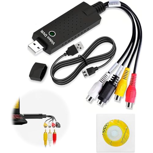 USB 2.0 Audio/Video Grabber Konverter, USB-Videoaufnahme, Videoaufnahmekarte, EasyCAp, RCA TV auf PC, Mac, Digitalisierung und Bearbeitung von Video von Analog Video VHS Mini DV VCR VHS DVD Hi8 USB 2.0 Audio/Video Grabber Konverter, USB-Videoaufnahme, Videoaufnahmekarte, EasyCAp, RCA TV auf PC, Mac, Digitalisierung und Bearbeitung von Video von Analog Video VHS Mini DV VCR VHS DVD Hi8