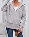 BTFBM Hoodies for Women Zip Up jacket Drawstring Spring Fashion 2026 Trendy Long Sleeve Sweatshirt Clothing Outfits(Grey, Large)