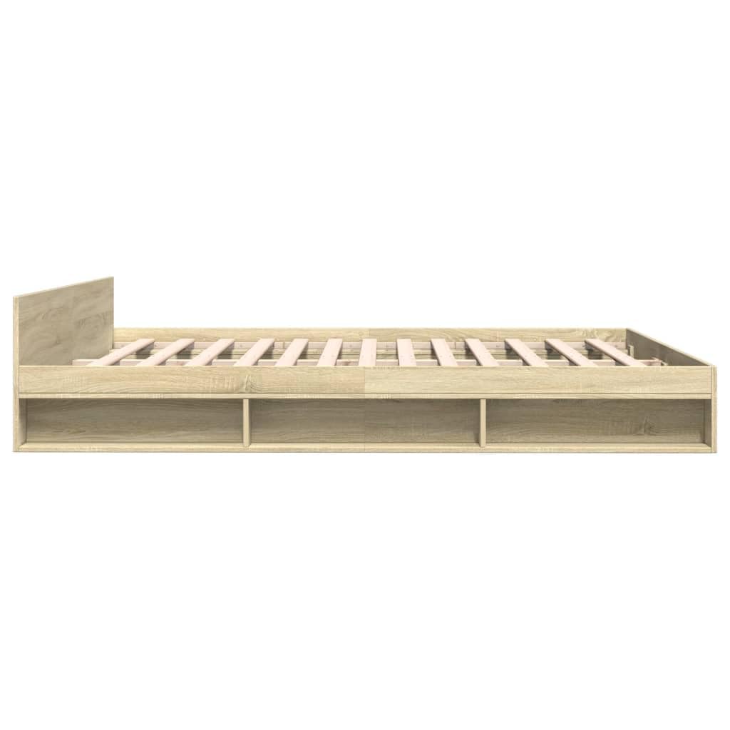 Bett 180x200 mit Schubladen und lattenrost Holzbett mit Stauraum Bettgestell mit Kopfteil Doppelbettgestell Jugendbett-Sonoma Eiche-180 x 200 cm