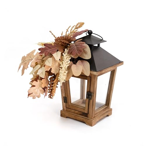 LushNook Fall Lantern Decoration, Large Wooden...
