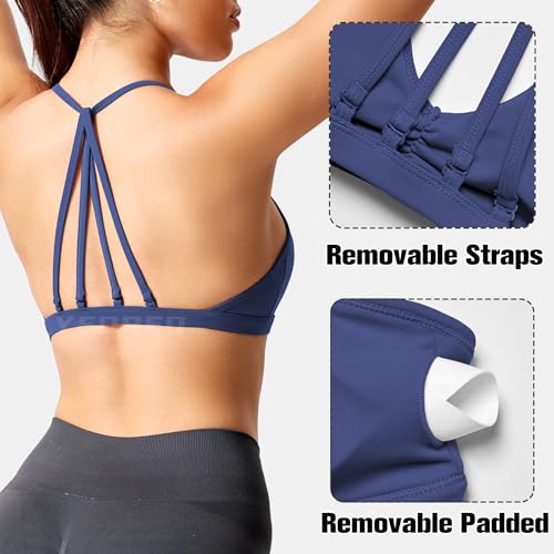 Image of YEOREO CoreFlex Workout Sports Bras for Women Padded Strappy Open Back Gym Bra Light Impact Criss Cross Yoga Crop Top