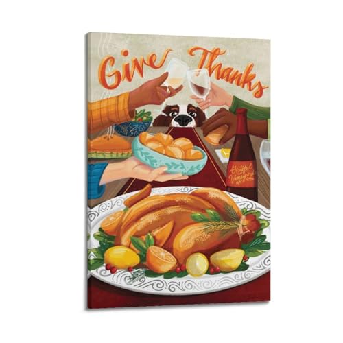 Poster de Thanksgiving Réunion de Turquie WIZIGM cadre 20x30cm