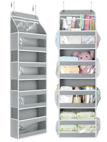 Yecaye 5 Tier 1Pc Over the Door Organizer, Stuffed Animal Storage with Clear PVC Windows, Door Organizer Hanging for Bedroom Nursery Closet Dorm Room...