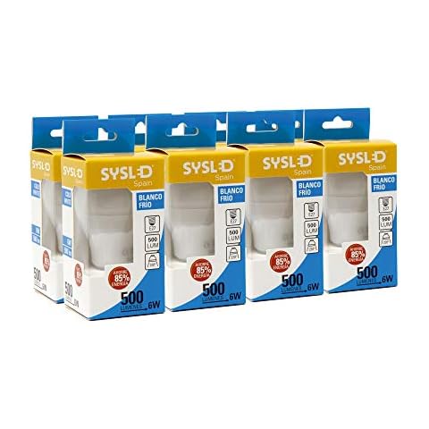 Sysled - Pack de 8 Bombillas LED en Blanco Frío 6W Cover
