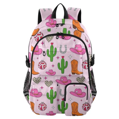 Mochilas de viaje para laptop estilo coastal cowgirl en rosa para el instituto
