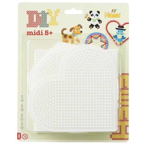 Round, Heart, Hexagon and Interlocking Square HAMA 4 Pack Large Pegboards