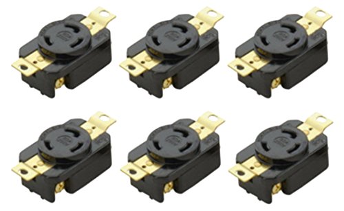 NEMA L6-30 Grounding Locking Receptacle, 30A 250V AC, 2 Pole 3 Wire, cUL Listed (5)
