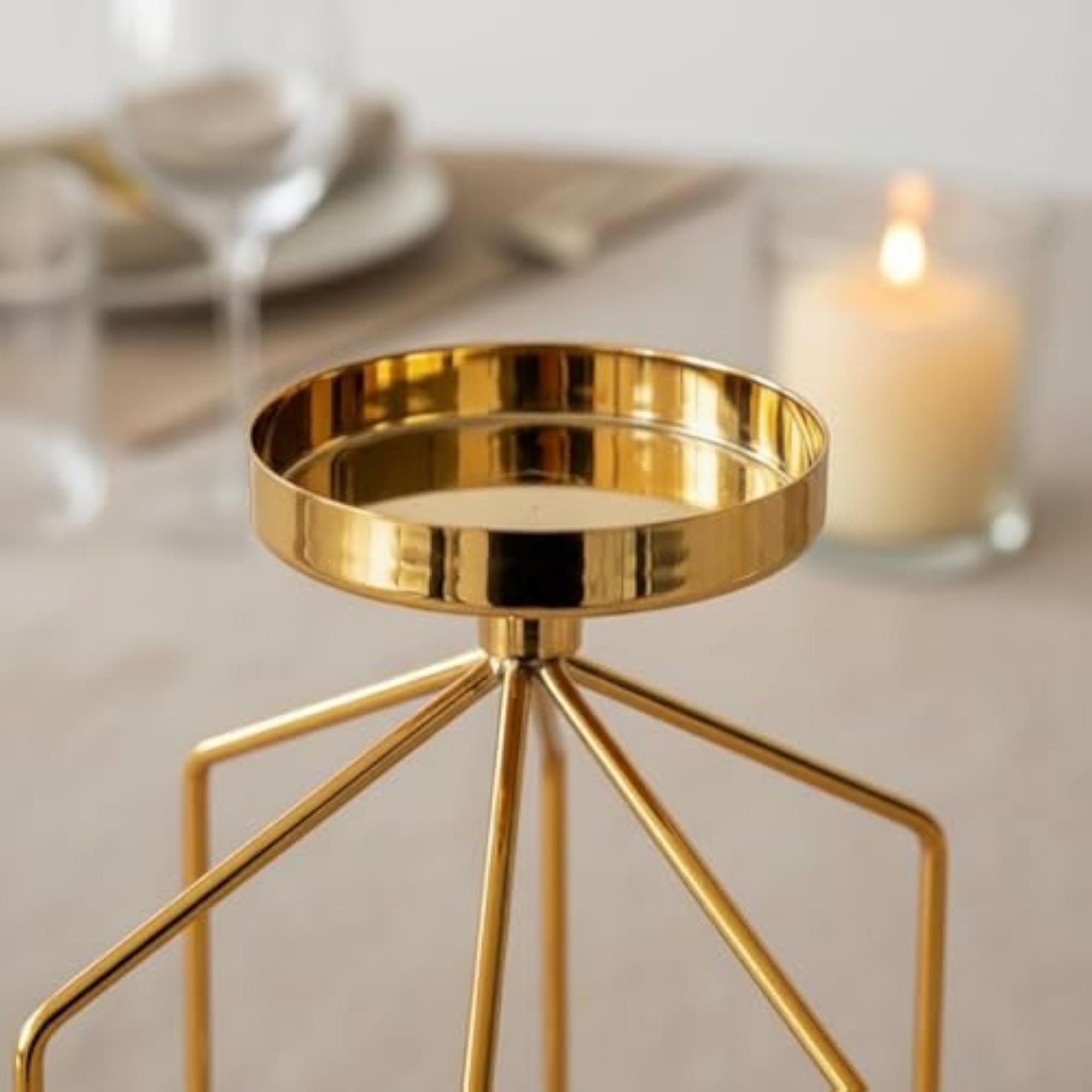 Nordic Design Geometric Metal Candlestick Holder