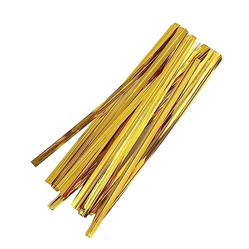 BCOATH 800pcs Golden Ties Candy Bag Ties Wrapping for Treat Bags Sturdy and Festive Closure for Party Favors for and Holiday Wrapping