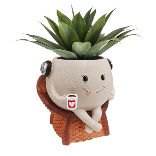Décorations modernes pour cactus : pot de fleurs rigolo assis - 2