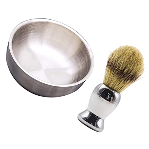 FRCOLOR 2 Piezas Cuenco Para Batir Tazón De Afeitar Cuenco De Brocha De Afeitar De Pan Brocha De Afeitar Para Hombres Brocha De Afeitar Mojada Acero Inoxidable Silver