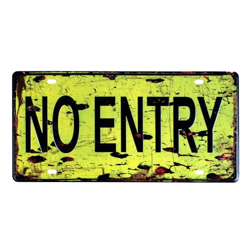Image of inchNo Entry inch Vintage Retro Metal Signs - License Wall Plate, Car Tag - Ideal for Cafe, Restaurant, Shop, Home, Hotel, Club, Office, Living Area - Design Plaque