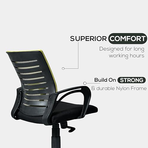 Image of Seventh Heaven Bolt Mid Back Revolving Office Chair for Work from Home, Study, and Computer Use | Heavy Duty Base | Ergonomic Mesh Design | Durable & Comfortable Seating (Greenish Mesh)