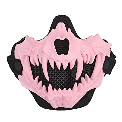Yzpacc Airsoft Half Face Skull Masks Tactical Face Protection Mesh Mask for Halloween Cosplay Paintball CS Hunting Cosply (pk-01)