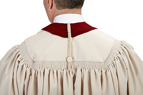 Ivory Pulpit Robe with Burgundy Panels and Gold Embroidery Available in Small, Medium, Large, X-large2