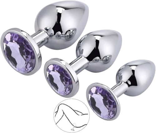 Stainless Steel Anal Plug 3 PCS Butt Plug Sex Toy Set for Women Couples Non-Slip Butt Plug Set Anal Butt Plug Stimulator Prostate Massager Adult Toy 3 Sizes for Gay Couples