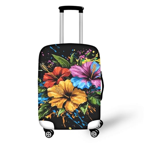 Housse Valise XL Fleurs Jaunes Spandex Protecteur Bagage Élastique Grand Format