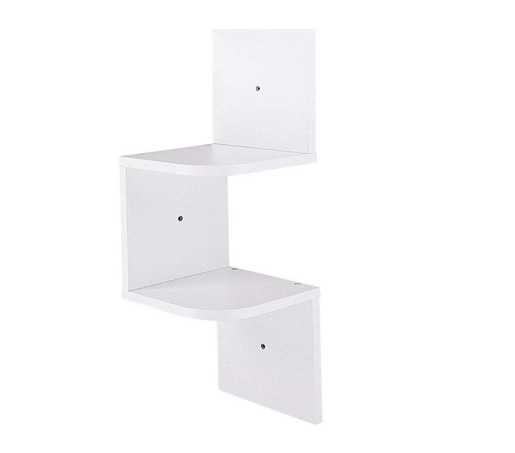 spot on dealz Lucca Wall Mount Corner Shelf Home Hanging Storage Rack Display 2 Tier shelves (White G-0130)