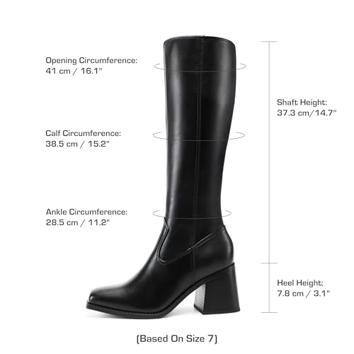 DREAM PAIRS Women's Knee High Boots Chunky Heel Square Toe Tall Boot for Women with Side Zipper2