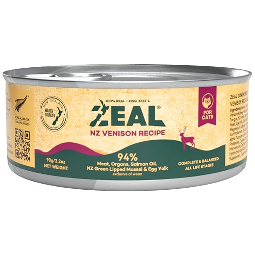 ZEAL New Zealand Wet Cat Food – High Protein, Grain-Free with Superfoods (Venison, 3.17oz Can, 24-Pack)