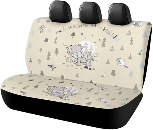 くまのプーさん カーシートカバー 車シートカバー 後部座席用 シート保護 おしゃれ カー用品 軽/普通車 汎用 後席クッションカバー 人気 四季通用