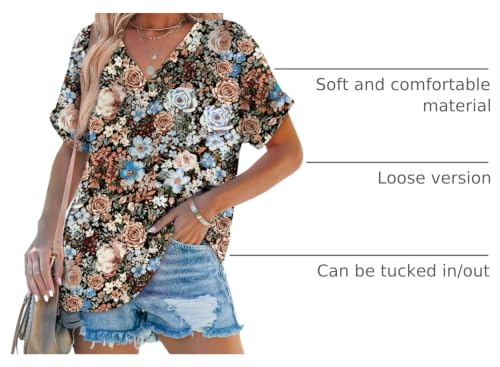 Image of WIHOLL Womens Summer Tops Short Dolman Sleeve Shirts 2026 Fashion V Neck Outfits Clothes